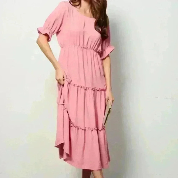 NWOT Short Sleeve Tiered Maxi Dress - Picture 1 of 4